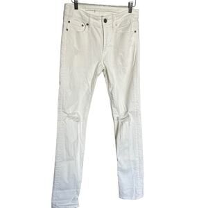 American Eagle Flex stretch white denim jeans distressed knee 29 X 32